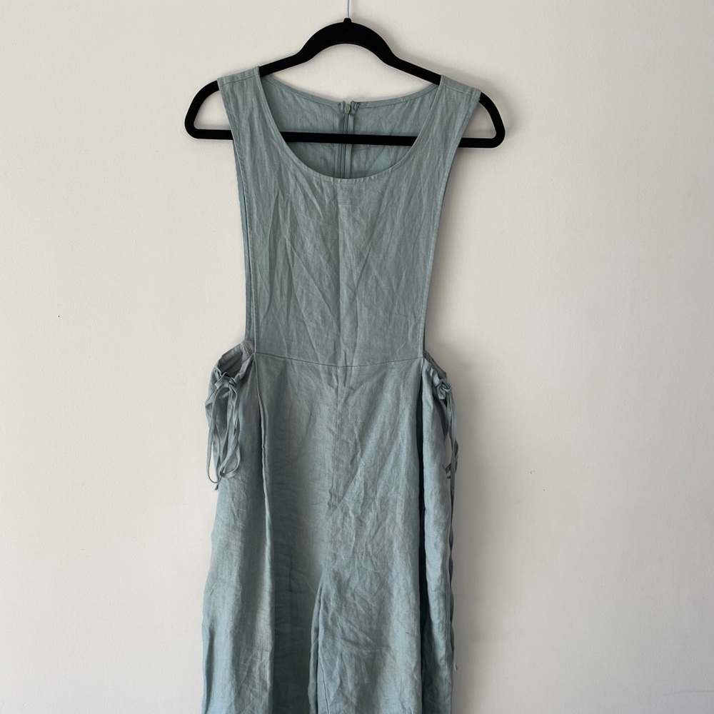linen jumpsuit with adjustable ties
